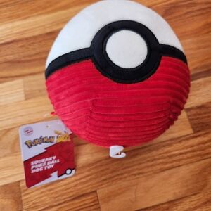 Pokémon Red and White Poké Ball Dog Squeaky Toy